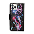 Miniatyrbillede 3 af 5: Farvet Tegne Etui til iPhone 12 Pro Max Fluorescent Butterfly