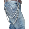 Miniatyrbild 1 av 5: Biker Skull Wallet Chain Punk Män Cool Skull Punk Byxor Lång W