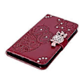 Miniatyrbillede 4 af 5: Til Samsung Galaxy S24 FE Wallet Case Ugle Blomst Præget Rhinestone Læder Cover Style A