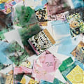 Miniatyrbillede 1 af 5: 400 Ark Memoblok Lille Notesblok Retro Baggrund Dekoration Papir Skriveblok Håndværkspapir Green Lemon