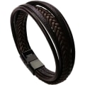 Miniatyrbild 3 av 5: Läderarmband för män med magnetiskt spänne i flerskikts kohud