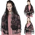 Miniatyrbilde 2 av 5: Kvinne Mantilla Slør Blondekant Gjennomsiktig Sjal for Bryllup Kirke Mantilla Pustende Sjal Slør Bryllup Mantilla Hvit White