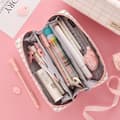 Etui med blyantgitter, blyantpose med 3 rum, brevpapirpose