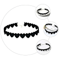 Miniatyrbilde 4 av 5: Kvinners Love Choke Ring (Svart), Semsket Hjerte Choke Ring Gothic P