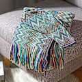 Miniatyrbillede 2 af 5: Boho Kastanbløde Tæpper Udendørs Strikket Tassel Tæpper, (Blå 50x60