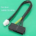Miniatyrbillede 5 af 5: ATX PSU 24 Pin til Motherboards 6Pin til Acer 6Pin Bundkort Strømforsyningskabel Hun til Han Konverter Ledning A