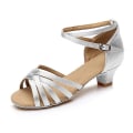 Miniatyrbillede 3 af 4: Dame Latin Sko Dansesko Scene Indendørs Chacha Basic Hæl Øvelse Lav Hæl Navy Tan Sort-happygo.31.Sølv Silver 31