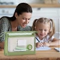 Miniatyrbilde 4 av 5: Dobbel Lagdelt Tredimensjonal Fagmappe Oppbevaringsveske Med Mesh Stor Kapasitet Glidelås Student Fagveske Lekse Papirveske Green