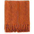 Miniatyrbilde 1 av 5: Karamell Kast Teppe (Karamell, 50\"x60\") med Frynser Geometrisk Be