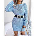 Pikkukuva 5 / 5: Bodycon-neulemekko, avoin olkapää, ontto minimekko, lyhtyhihat, pitkät hihat, neulepuseromekot naisille
