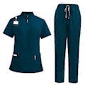 Miniatyrbild 1 av 5: Skrubbset Mjuk Topp och Joggingbyxor för Djurvårdare Skönhetssalong SPA Kosmetologi (Blågrön XL) Blue Green XL