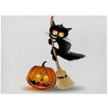 Miniatyrbilde 2 av 5: Halloween-plasseringssett med 4 katte- og gresskarbrikker for hjemmet