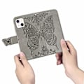 Miniatyrbillede 5 af 5: Butterfly Love Flower Læder Etui Til iPhone 13 mini Grey