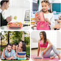 Miniatyrbild 5 av 5: Lunchbox för vuxna, lunchbox för barn, lunchbox för vuxna/barn/studenter, 1300ML-5 fack bentobox (rosa)