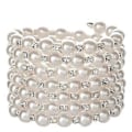 Miniatyrbillede 1 af 5: Brede Statement Perlearmbånd & Armringe til Kvinder Rhinestones Perle Justerbar Armbåndsmanchet Bryllupssmykker Silver