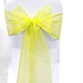 Miniatyrbilde 3 av 5: Organza Stoltrekk Bred Tyll Sløyfe Bånd Sløyfe Bryllupsfest Yellow 100 Pcs