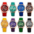 Miniatyrbild 1 av 5: Nytt Mode Dam Läderband Rostfritt Stål Quartz Analog Armbandsur minitgreen