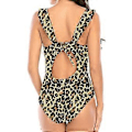 Miniatyrbilde 4 av 5: Dame V-hals Hel Badedrakt Rynket Snøring Monokini Leopardtrykk (stil6172)