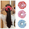 Miniatyrbillede 2 af 5: Æstetiske Scrunchies Elastisk Flerlags Blonde Hårreb Bryllupsfest Strand Hovedbeklædning Store Knolde Hårelastik Ternet Scrunchy Sort Black