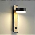 Miniatyrbillede 1 af 5: LED Væglampe Indendørs Belysning Træ Væglampe til Soveværelse Stue Kontor Gang, 350° Drejelig (Sort)