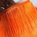 Miniatyrbillede 2 af 4: Orange kvast vævet polyester syet satin blonder, brugt i tøj,