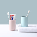 Miniatyrbild 2 av 5: 2 stycken (Ljusblå + Pulver) Borstmugg, Tandborstmugg, Tandborste