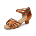 Miniatyrbilde 1 av 4: Dansesko for kvinner, Latin, Scene, Innendørs, Chacha, Basic Hæl, Trening, Lav Hæl, Navy, Tan, Svart - happygo.27.Tan Tan 27