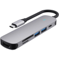 Pikkukuva 1 / 5: USB C HDMI -keskitin, Ms Lula 6-in-1 USB C -keskitinsovitin 4K:lla 30 Hz:llä