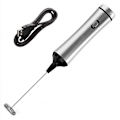 Miniatyrbillede 1 af 5: Elektrisk mælkeskummer, USB genopladelig mælkeskummer, rustfrit stål mixer