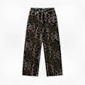 Miniatyrbillede 1 af 5: Leopard Print Denim Wide Leg Bukser til Kvinder - Oversized Bukser for et Stilfuldt Look M
