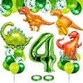Miniatyrbillede 1 af 5: 4 års fødselsdag Dino-balloner, 100 cm 4 kæmpe tal folie ballon
