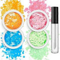 Miniatyrbild 1 av 5: 4 Ask Festival Paljetter Glitter Pulver Holografisk Glitter Kosmetisk Ansikte Kropp Öga Hår Nagelkonst Tumlare Löst Glitter Set of 6
