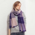 Miniatyrbillede 1 af 8: Dames Plaid Sjal Vinter Lang Varmt Plaid Kashmir Uld Sjal Sjal Lilla
