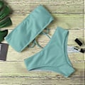Miniatyrbillede 5 af 5: Dame Stropløs Høj Talje Bikini Sæt To Dele Badedragt Mavekontrol Sort XL Black XL
