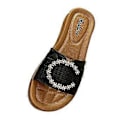 Miniatyrbilde 4 av 5: Damesko Slippers Slip on Sandaler Myk Strand Komfortabel Åpen Tå Fest Pyntet Anti-skli Såler Mote Slides Dame Flate Sandaler (Svart Lengde 24.5cm) Black Length 24.5cm