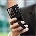Pikkukuva 3 / 5: Suunniteltu Samsung Galaxy Note 20 5G -lompakkokotelolle, jossa säädettävä rannehihna, jalusta, PU-nahkainen luottokorttipidike, iskunkestävä, hybridi, kestävä suoja