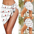 Miniatyrbild 2 av 5: Dam Kort Sarong Baddräkt Överdrag Tryckta Bikinis Överdrag Badkläder Långa Bikinis Omlottkjol Casual Strandkläder Sjalar  off white M off white