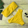 Miniatyrbillede 4 af 5: Dame Bikini Sæt Sommer Todelt Badetøj Høj Talje Stropløs Crop Tops Badedragt Afslappet Strand Badetøj Gaver Sort M Black M