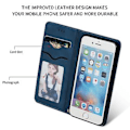Miniatyrbillede 3 af 5: Retro Læderetui med Hudfornemmelse til iPhone 6S Plus & 6 Plus Navy Blue