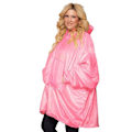 Miniatyrbillede 1 af 4: Oversized Flannel Sherpa Wearable Blanket, Set på Shark Tank Hoodies Blanket, One Size Fits All. Pink. Pink