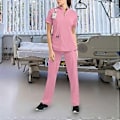 Miniatyrbild 5 av 5: Skrubbset Mjuk Topp och Joggingbyxor för Djurvårdare Skönhetssalong SPA Kosmetologi (Rosa L) Pink L