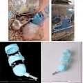 Miniatyrbild 5 av 5: 3 i 1 Hängande Vattenflaska för Hamster, Automatisk Husdjursdispenser med Bas för Dvärghamster Mus Råtta Igelkott (80ML Blå)