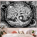 Pikkukuva 3 / 5: Elämänpuu (180x230cm) Musta kuu ja aurinko -seinavaate Psykedeelinen