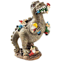 Miniatyrbillede 1 af 5: Udendørs havegnomstatue - Spisende dinosaur, humoristisk havegnom