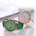 Miniatyrbild 5 av 5: Nytt Mode Dam Läderband Rostfritt Stål Quartz Analog Armbandsur minitgreen