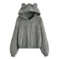 Oversized stickad sweatshirt-kofta med huva för damer - Grå - Storlek L Gray L