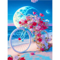 Miniatyrbilde 1 av 4: 1 stk Rosa Sykkel Diamantmaleri for Voksne, 5D Diamantmaleri