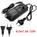 Miniatyrbild 2 av 5: AC/DC 9-24V 3A 72W Justerbar Strömadapter Adapter Universell Strömadapter