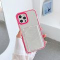Pikkukuva 1 / 5: PC+TPU Korttipaikkakotelo iPhone 12 / 12 Pro -puhelimelle Rose Red