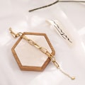 Miniatyrbillede 2 af 5: Guld kæde armbåndssæt til kvinder og piger, forgyldt, fint led